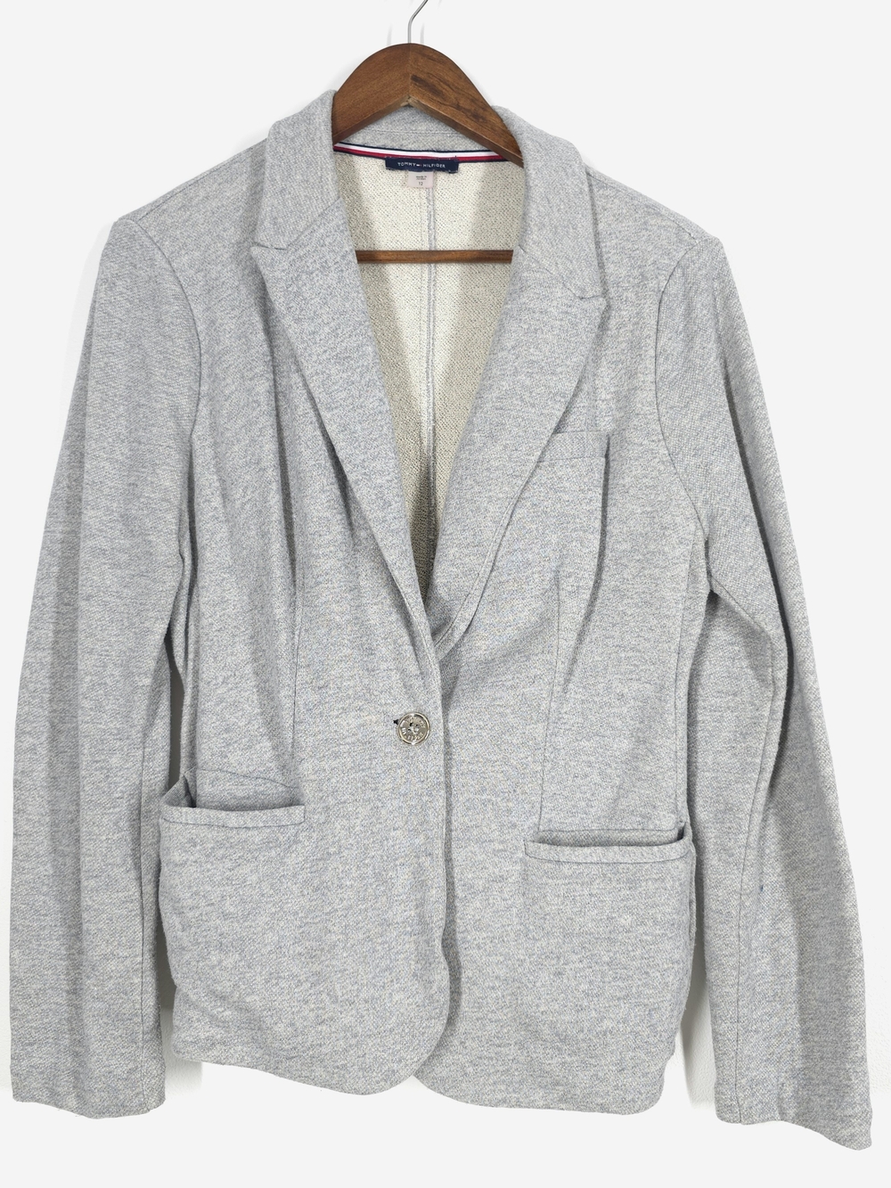 Tommy Hilfiger Light Gray Knit Blazer - Women's Casual Tailored Jacket